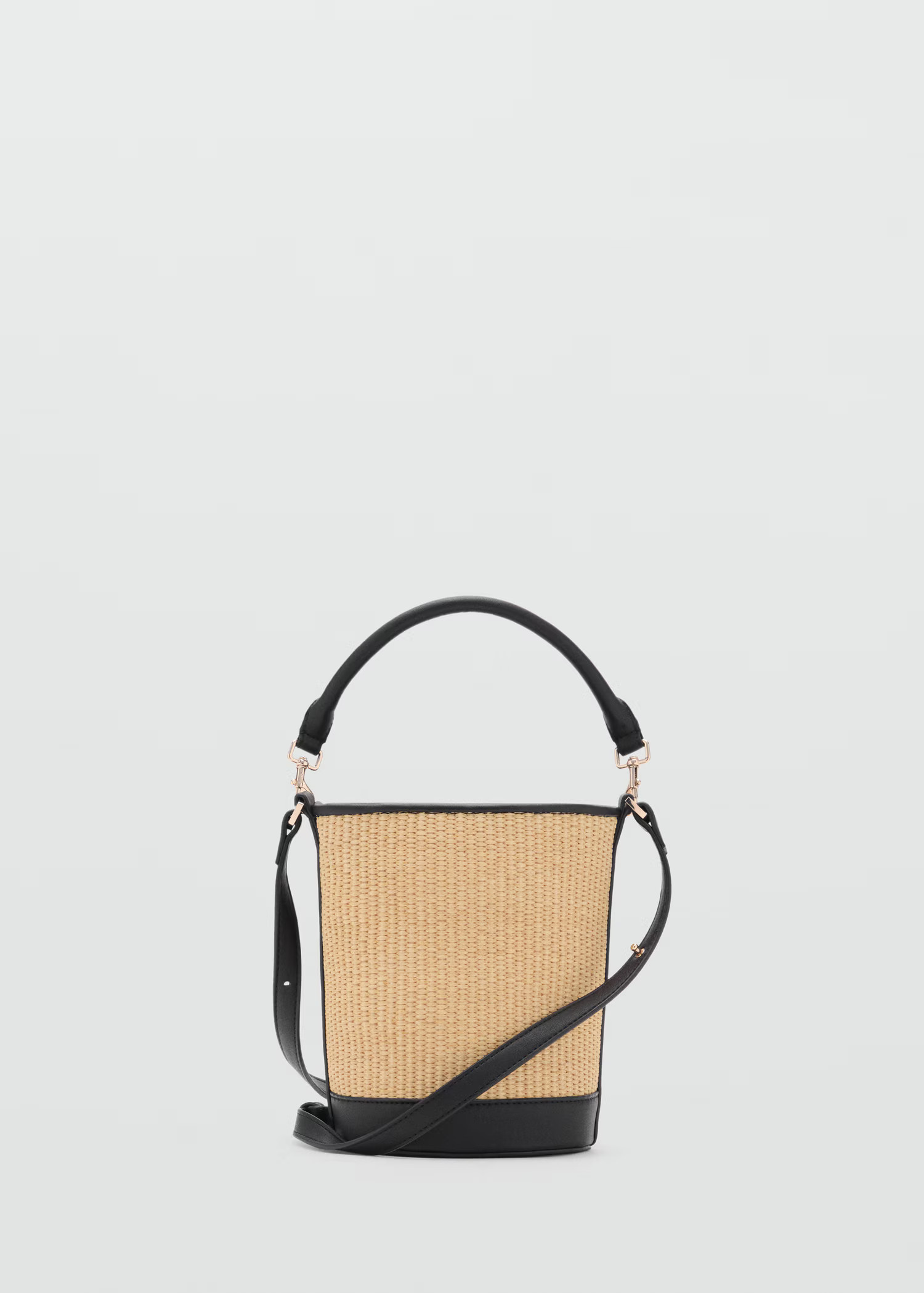 Small raffia-effect bucket bag - Women | MANGO United Kingdom | MANGO (UK)