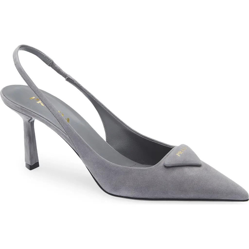 Prada Logo Slingback Pump in Ghiaia at Nordstrom, Size 6.5Us | Nordstrom