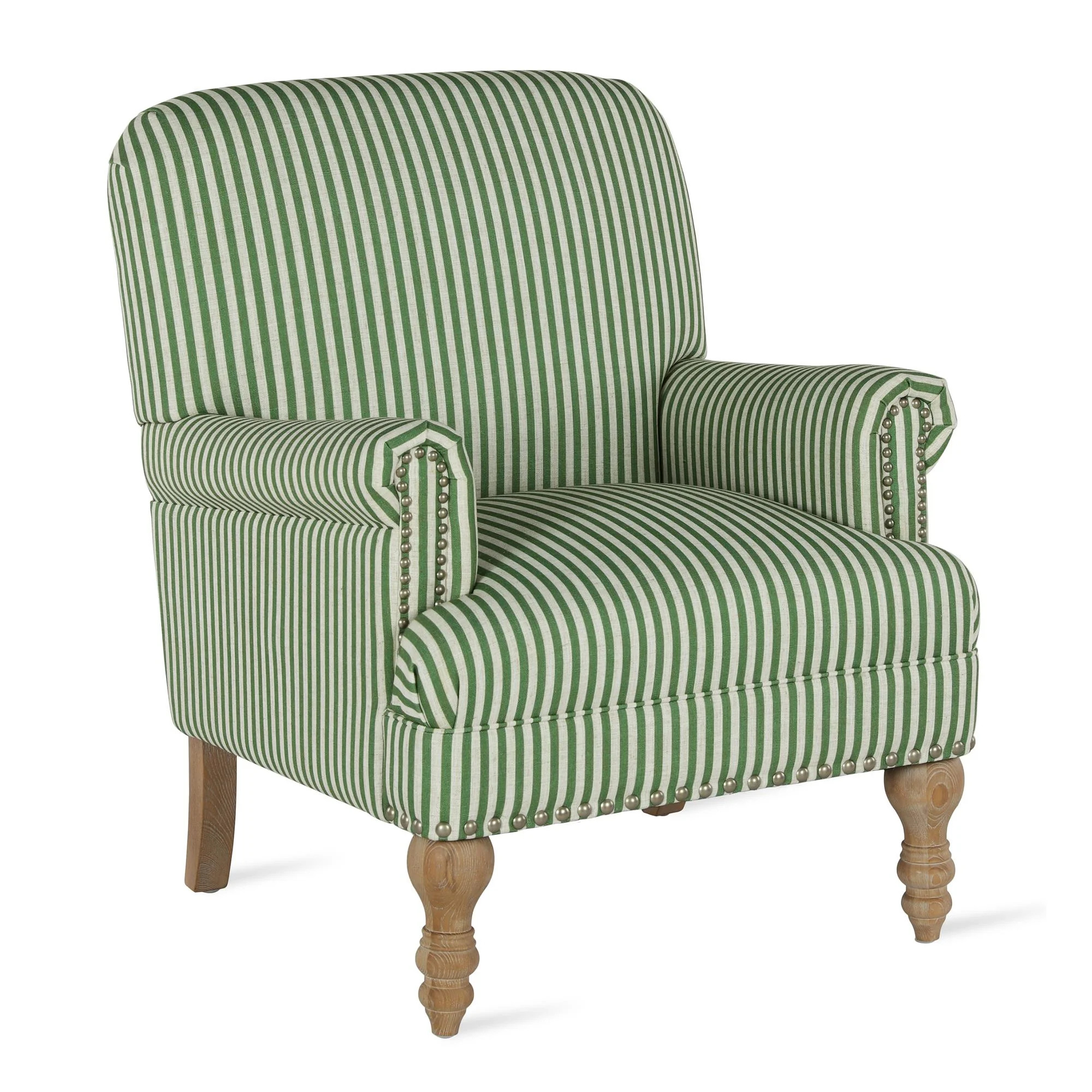 Birch Harbor Jaya Accent Chair, Living Room Armchairs, Green Stripe | Walmart (US)