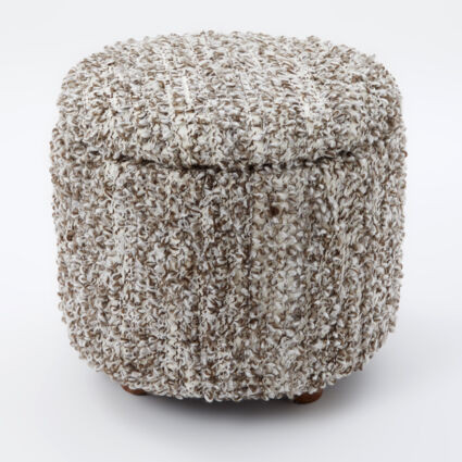 Grey Marl Boucle Storage Ottoman 38x41cm | TK Maxx