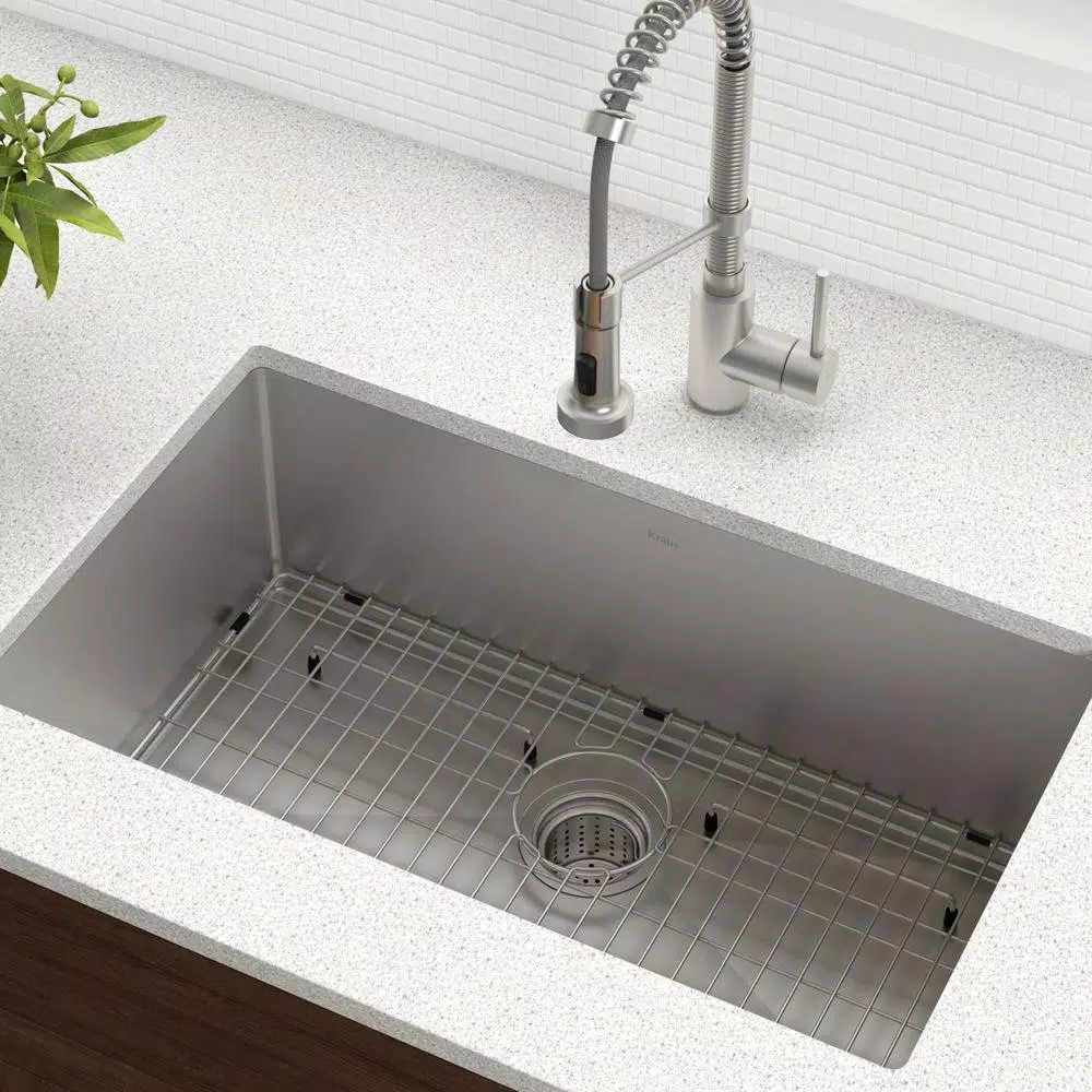 KRAUS Standart PRO 30in. 16 Gauge Undermount Single Bowl Stainless Steel Kitchen Sink-KHU100-30 -... | The Home Depot