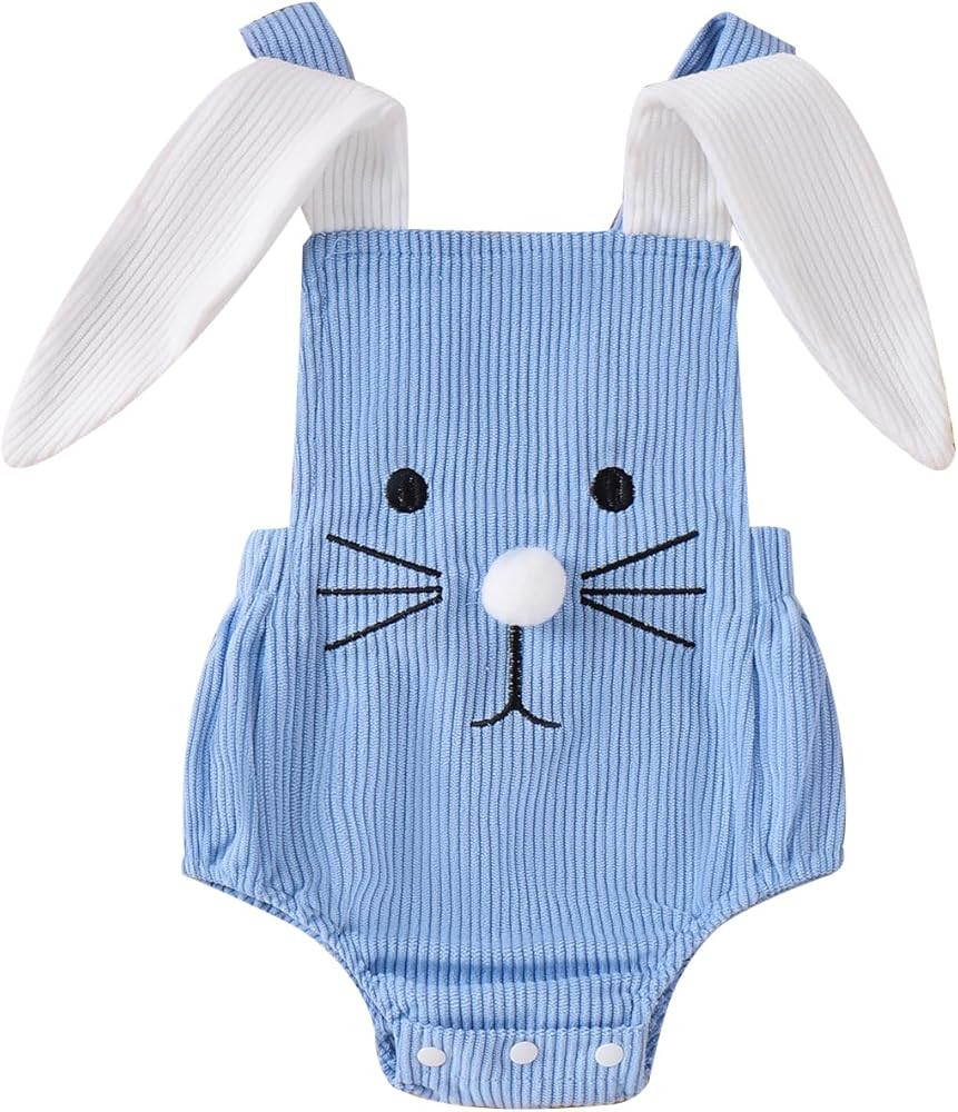 My First Easter Baby Boy Girl Outfit Bunny Romper Rabbit Ear Sleeveless Bodysuit Overalls Easter ... | Amazon (US)