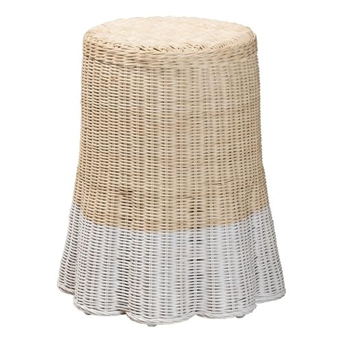 Bali & pari Sarna Natural Rattan End Table - Handwoven Wicker Accent Table with Scalloped Base and Two-Tone Finish, Boho Coastal Style Side Table | Amazon (US)