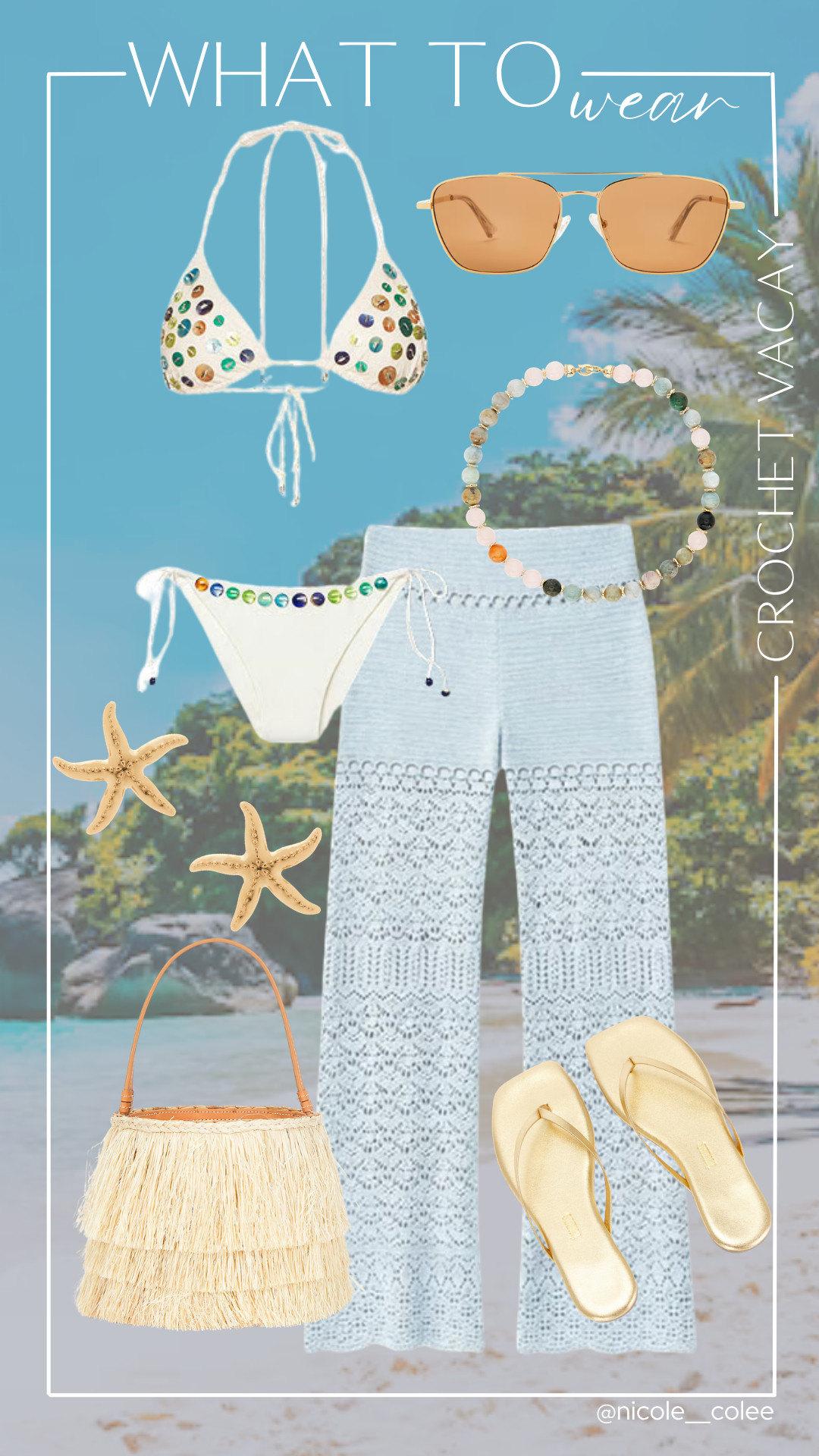 🌴 Crochet Vacation

Vacation mode: ON. ☀️

Crochet pants over a statement bikini will forever be one of my favorite vacation formulas. Add raffia accessories, gold slides, oversized sunnies, and you're ready for beach clubs, poolside lunches, or sunset cocktails.

Everything is linked in my LTK.

#LTKStyle #VacationStyle #BeachVacation #ResortWear #SummerOutfits 

 #LTKdayinmylife #LTKgrwm #LTKSeasonal