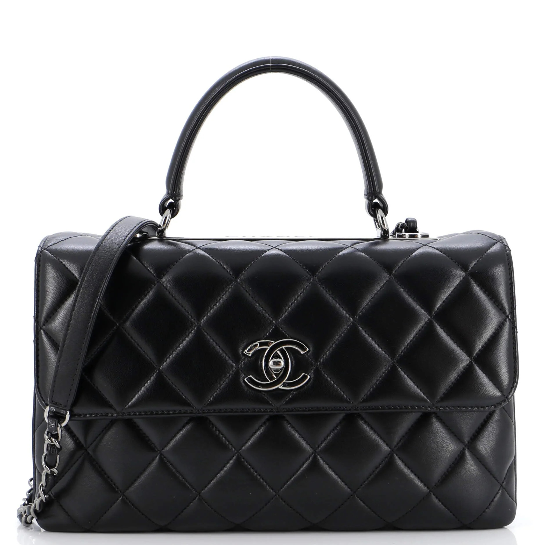 Trendy CC Top Handle Bag Quilted Lambskin Medium | Shop Simon