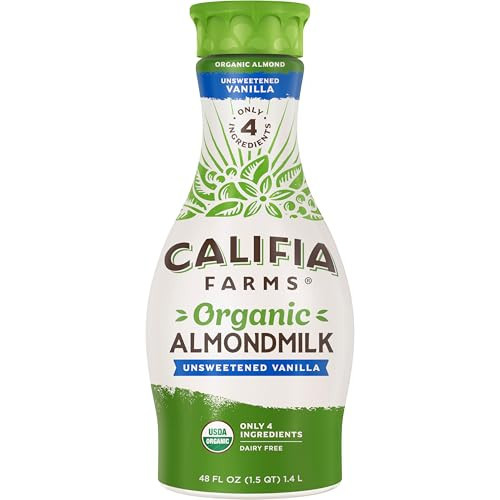 Califia Farms - Organic Vanilla Almond Milk, 48 Oz, Dairy Free, Vegan, Plant Based, Organic Milk, Non GMO, Low Calorie, USDA Organic | Amazon (US)