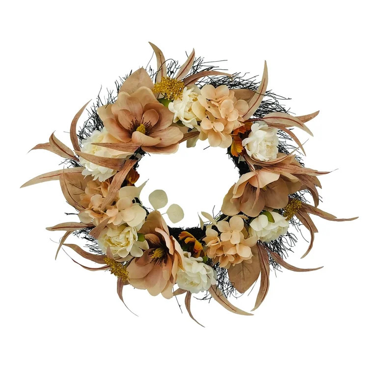 MICHAELS Fall Decorations for Home 22" Light Pink & Cream Magnolia & Peony Wreath by Ashland® | Walmart (US)
