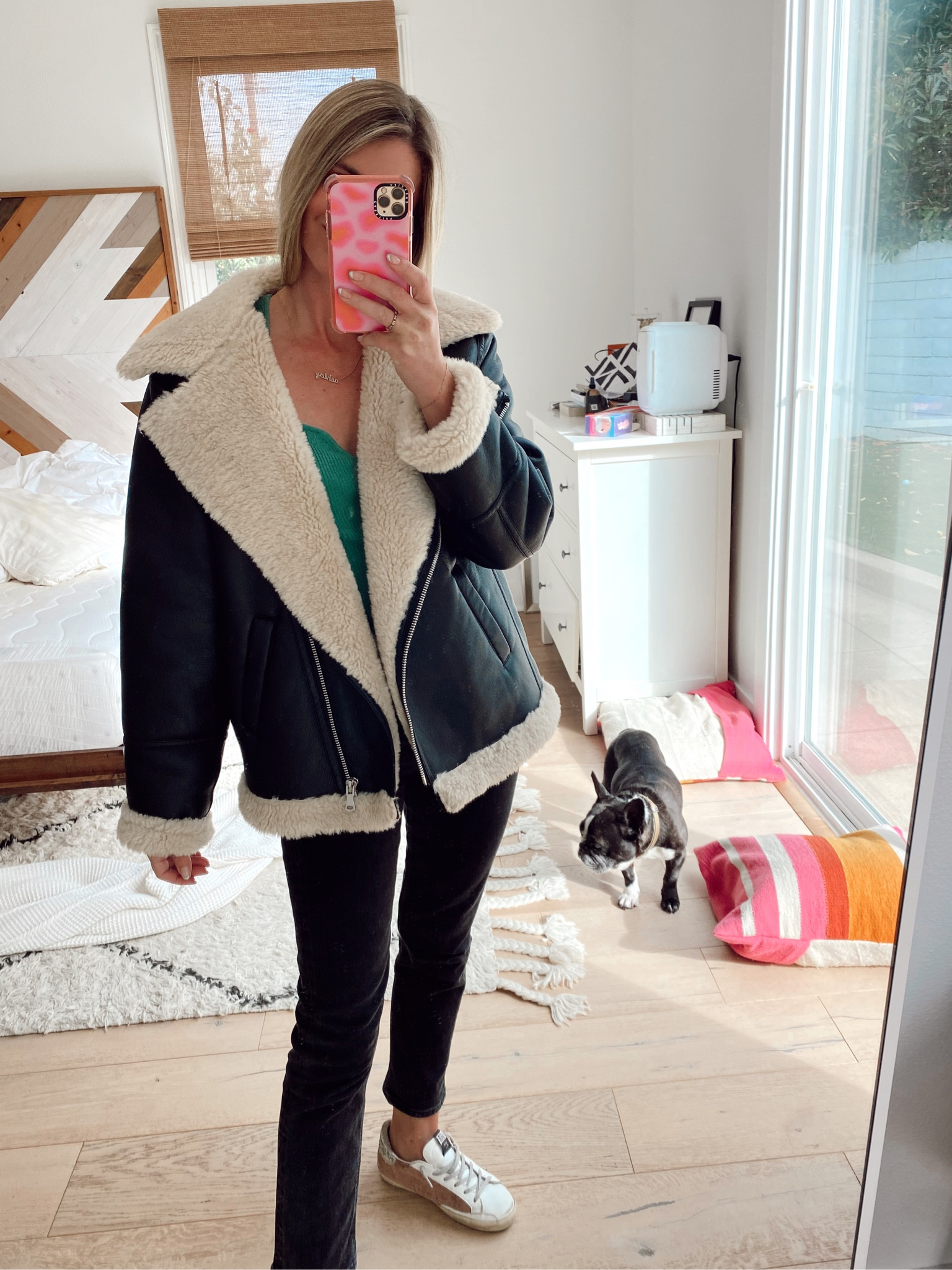 Faux leather and Sherpa jacket 

#LTKstyletip #LTKSeasonal #LTKHoliday