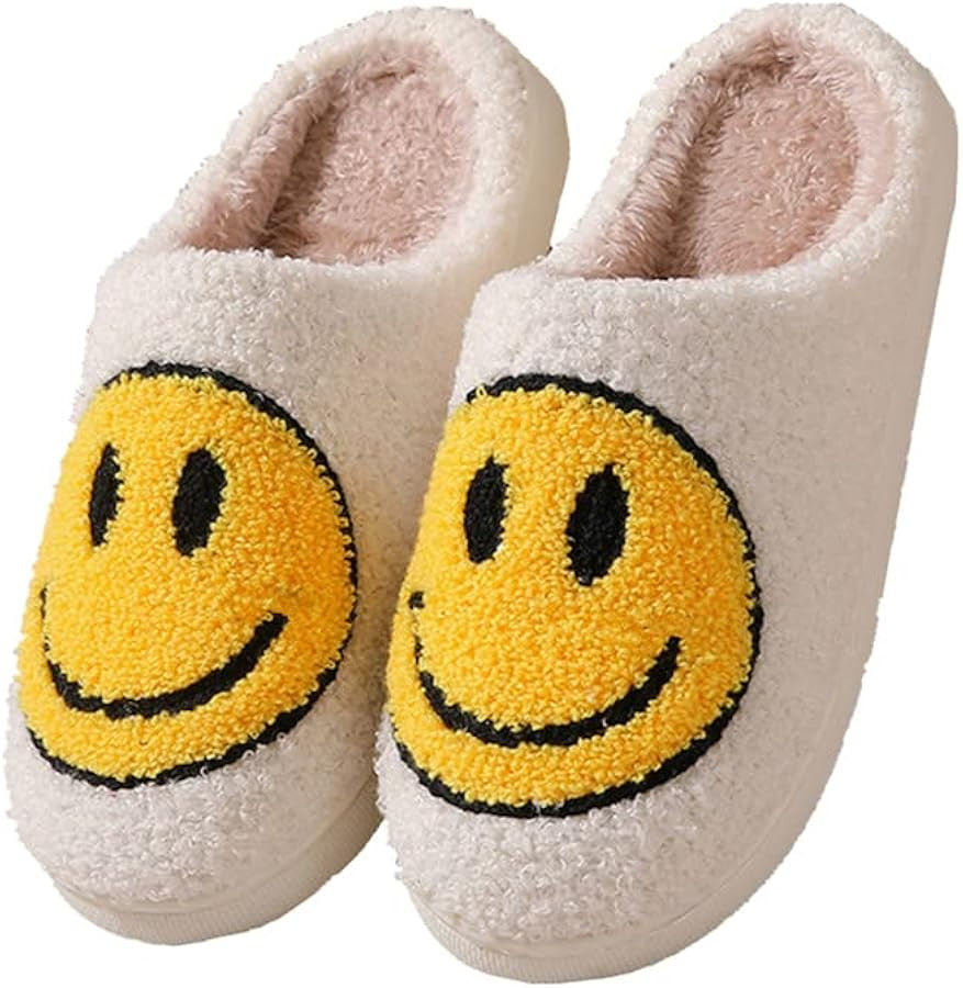 Smile Face Slippers for Women Men Retro Soft Plush Comfy Warm Cloud Slide Happy Face Slippers Mem... | Amazon (US)