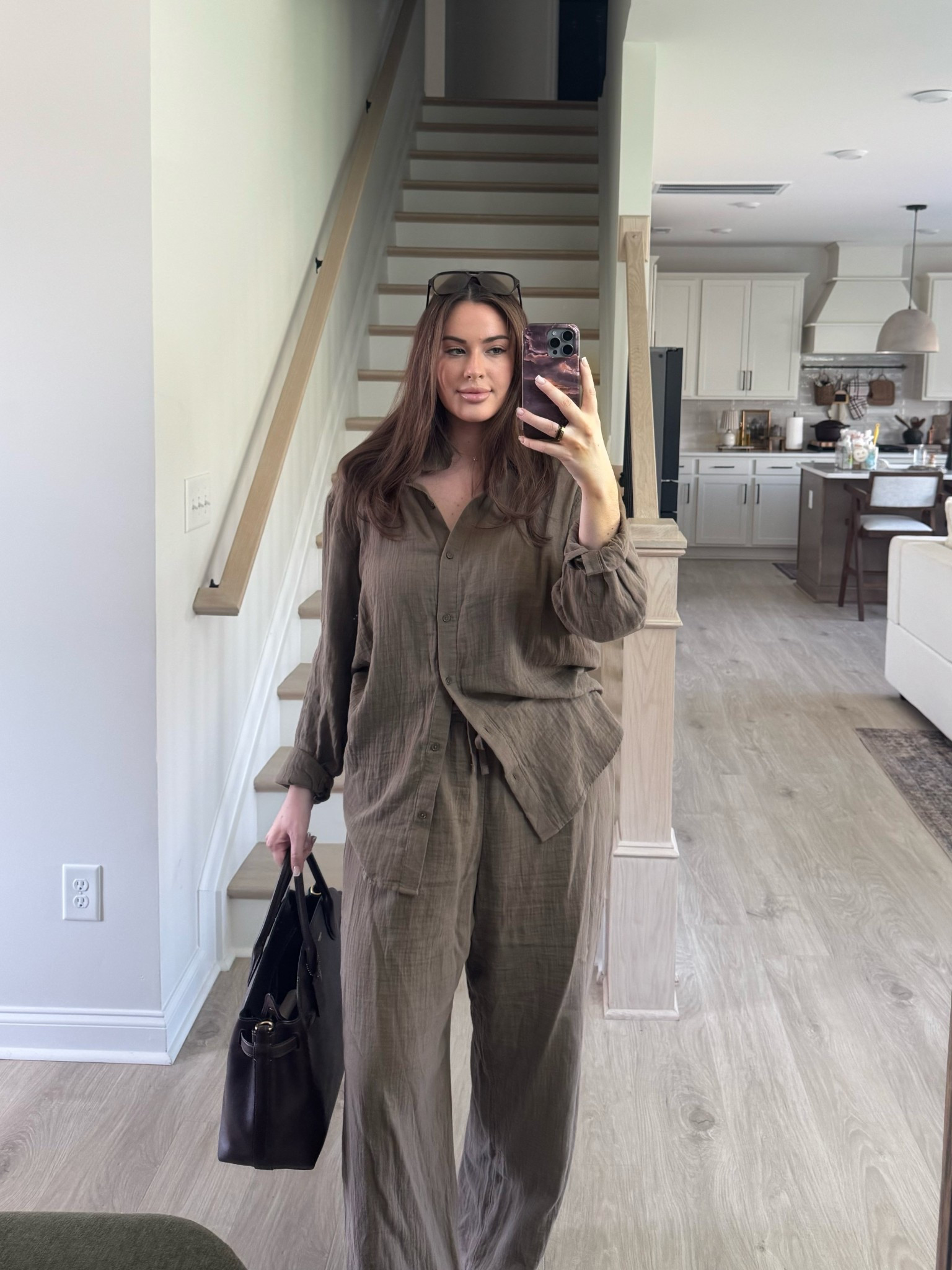 Large top and large pants (top is oversized) 

#LTKTall #LTKootd #LTKMidsize