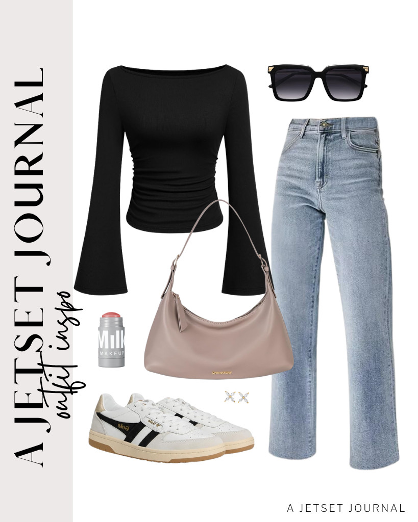A black PRETTYGARDEN boat-neck top goes well with KDF straight-leg jeans, too. You can use a Montana West shoulder bag and Gola Hawk sneakers for this fit. Complete the look with PAVOI earrings and this bestseller Milk Makeup Lip + Cheek Stick.

#LTKSeasonal #LTKSaleAlert #LTKTravel
 

 