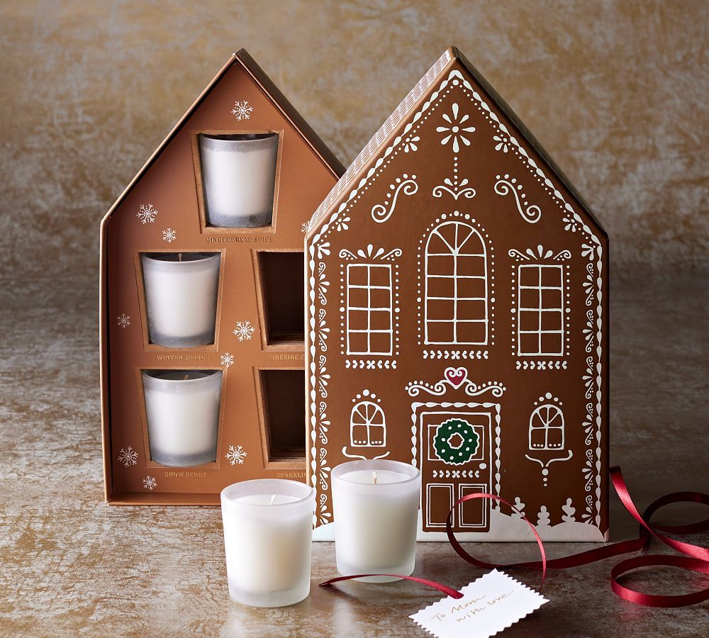 Classic Holiday Gingerbread House Votives - Set of 5 | Pottery Barn (US)
