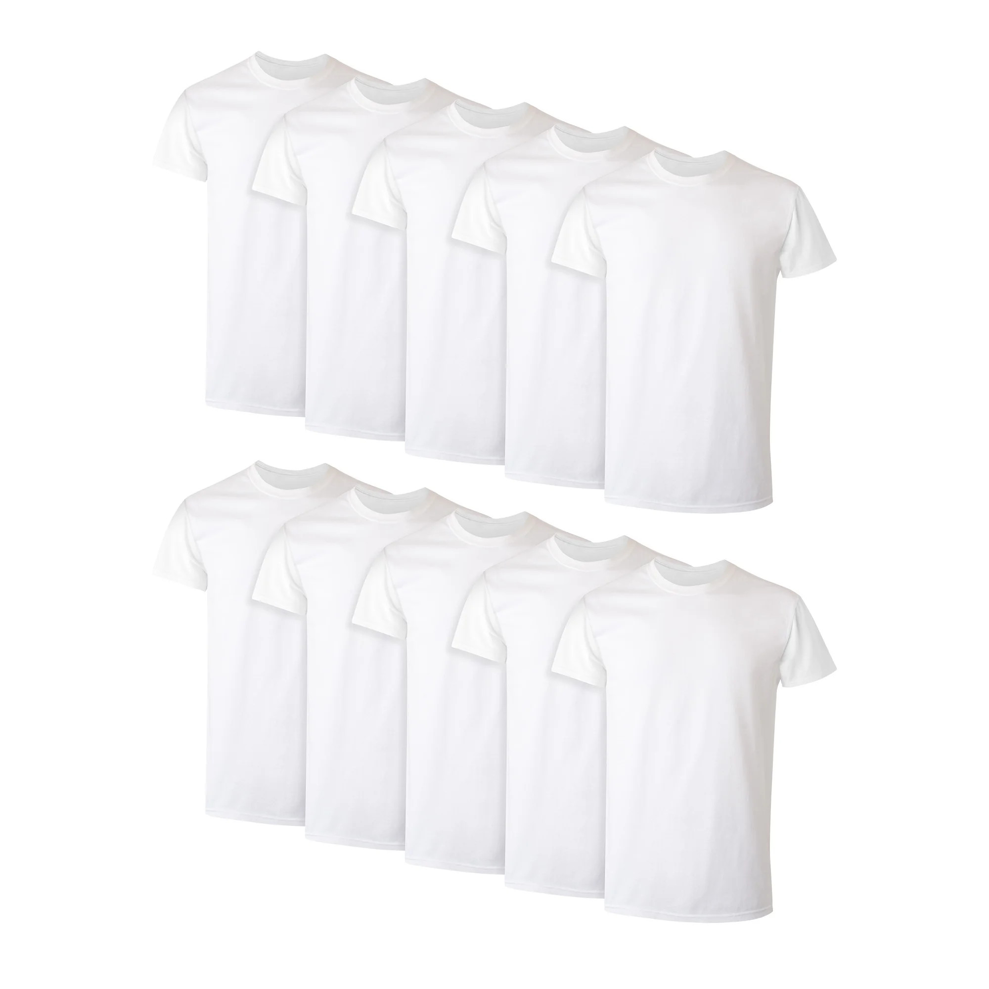 Hanes Men's Super Value Pack White Crew T-Shirt Undershirts, 10 Pack | Walmart (US)