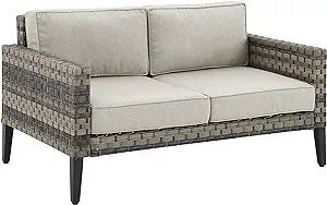Crosley Furniture KO70251BR-TE Prescott Outdoor Wicker Loveseat, Brown with Taupe Cushions | Amazon (US)