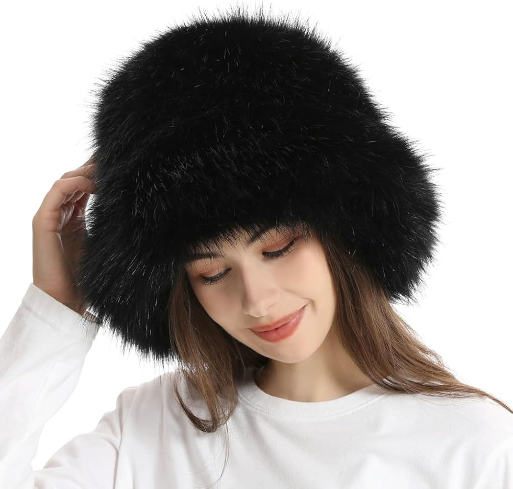 Fuzzy Bucket Hat Y2k Fashion Warm Winter Hat Fluffy Furry Plush Faux Fur Hats Fishing Hat Bucket ... | Amazon (US)
