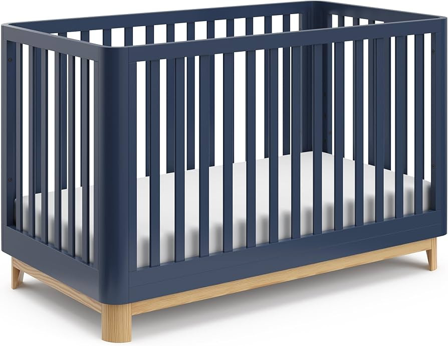 Storkcraft Santos 3-in-1 Convertible Crib (Midnight Blue with Natural) – GREENGUARD Gold Certif... | Amazon (US)