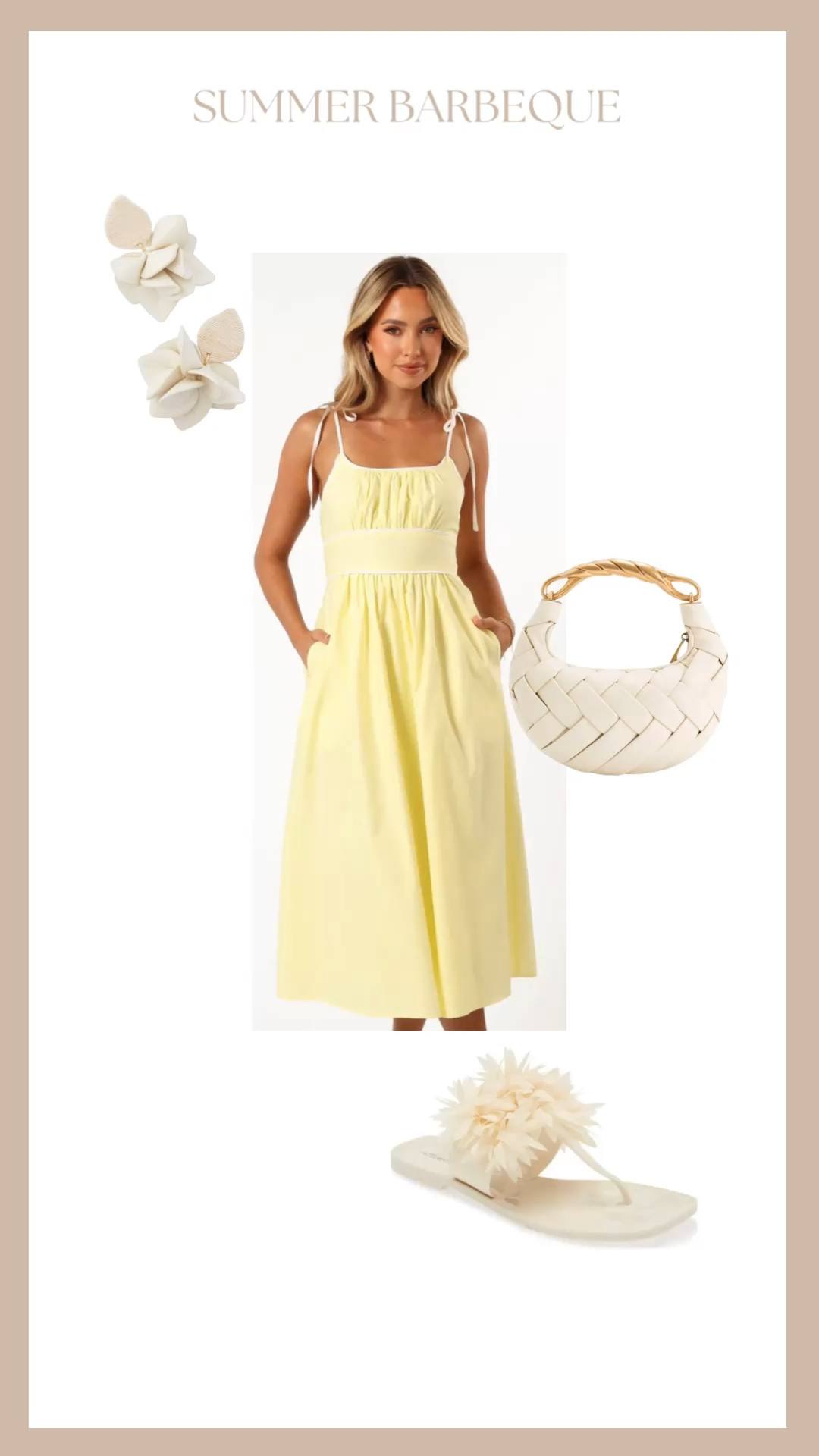 Perfect casual but classic summer outfit for lunch or backyard soirée.
Yellow, summer dress. Statement earrings. Statement sandal  

#LTKxNSale #LTKFindsUnder100 #LTKShoeCrush