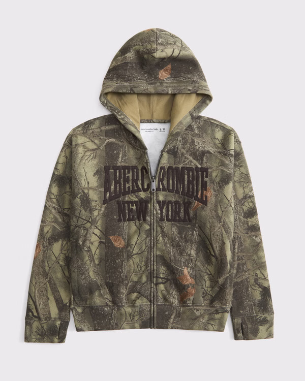 boys logo full-zip hoodie | boys tops | Abercrombie.com | Abercrombie & Fitch (US)