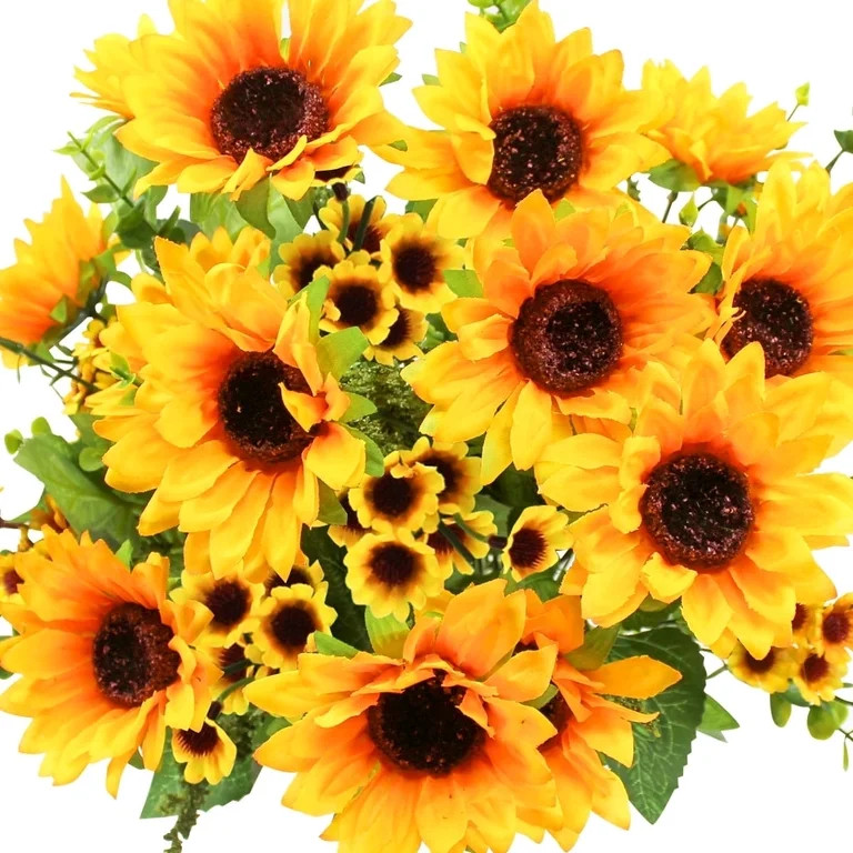 Artificial Sunflower Bouquets 2 Bunches Fake Silk Sunflowers for Bridal Bouquets Home Centerpiece... | Walmart (US)