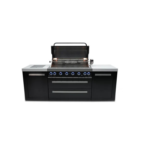 Mont Alpi 44-inch 6-Burner 115000 BTU Black Stainless Steel Outdoor Kitchen Barbecue Island Grill | Wayfair North America