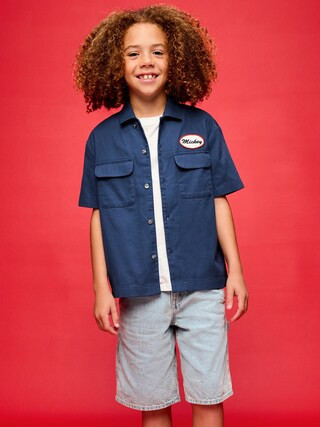 Old Navy x Disney Mickey Mouse Short-Sleeve Twill Camp Shirt for Boys | Old Navy (US)