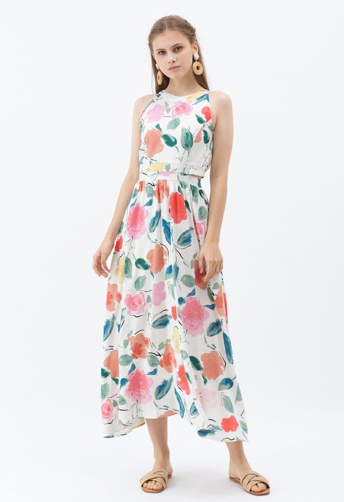 Summer Fun Painted Halter Neck Maxi Dress | Chicwish