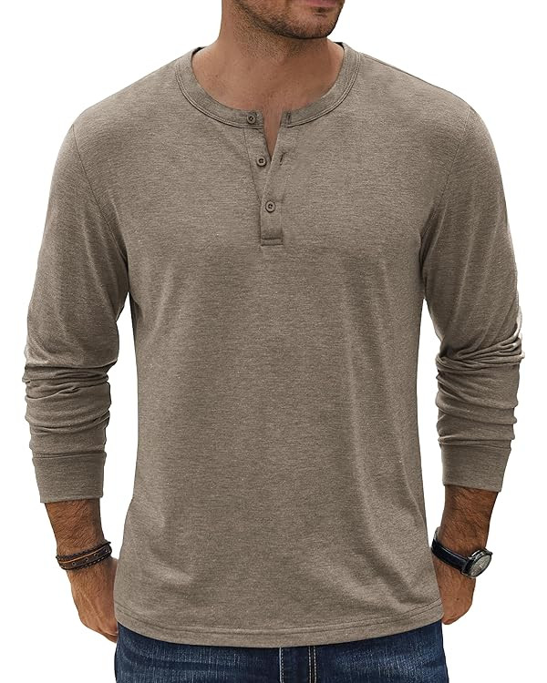 COOFANDY Men's Henley T-Shirt Long Sleeve Casual Lightweight Pullover Shirts Soft Stretch Basic T... | Amazon (US)