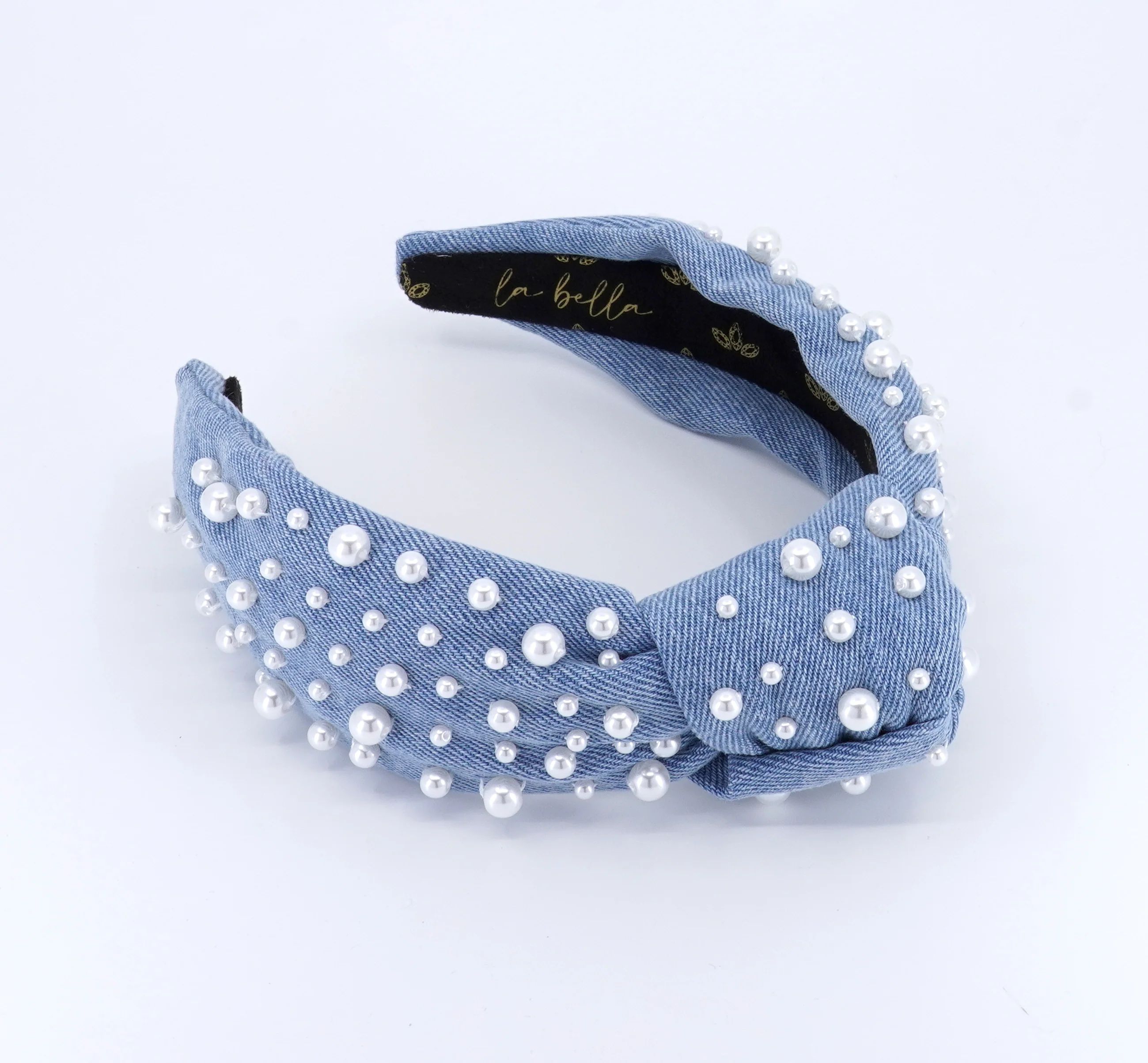 Pearl & Denim Knotted Headband | La Bella Shop