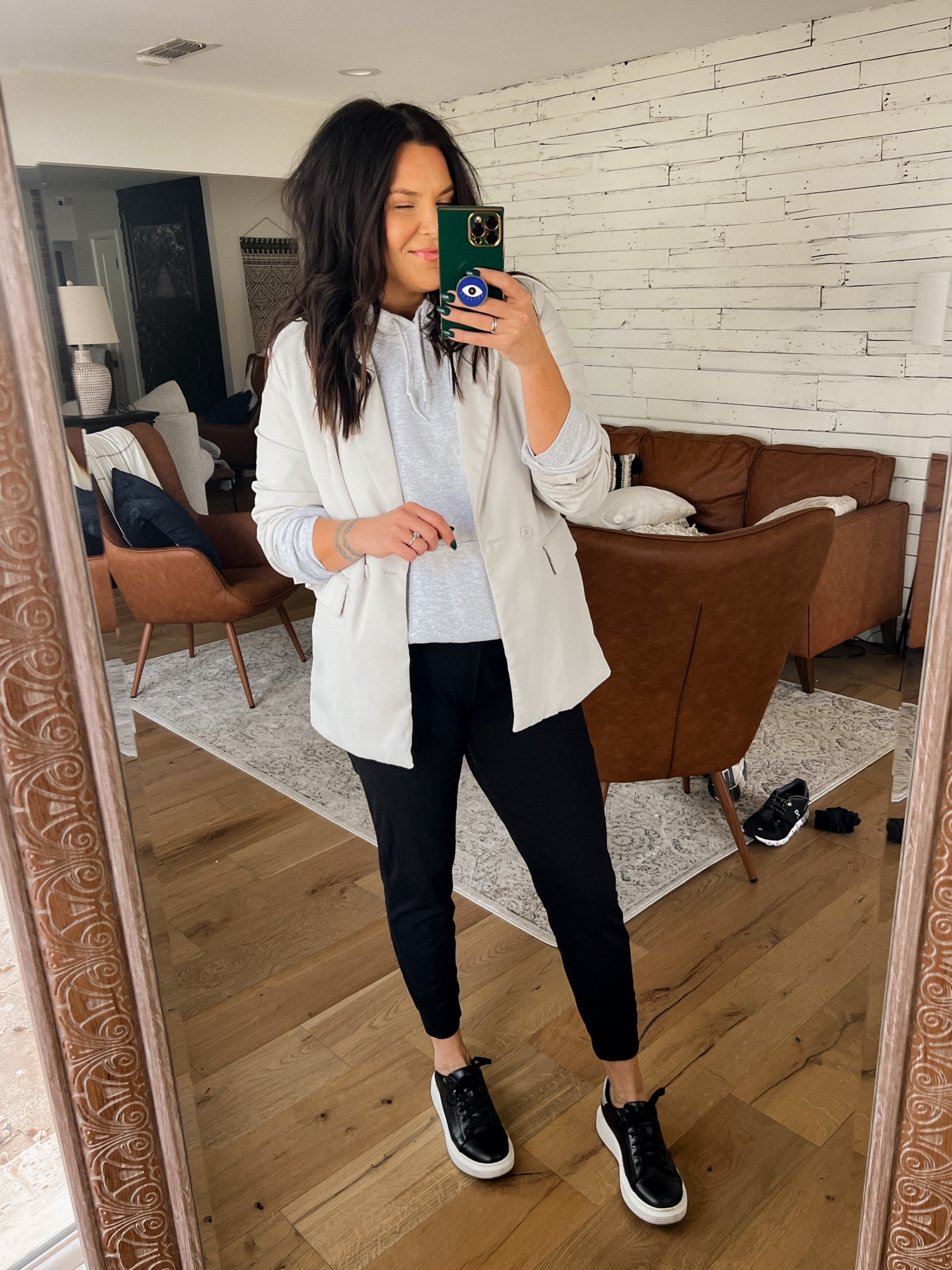 Causal but fresh outfit. 
Blazer: Large (BWC20)
Hoodie: Large
Joggers: XL
Sneakers True to s size


#LTKstyletip #LTKshoecrush #LTKunder50