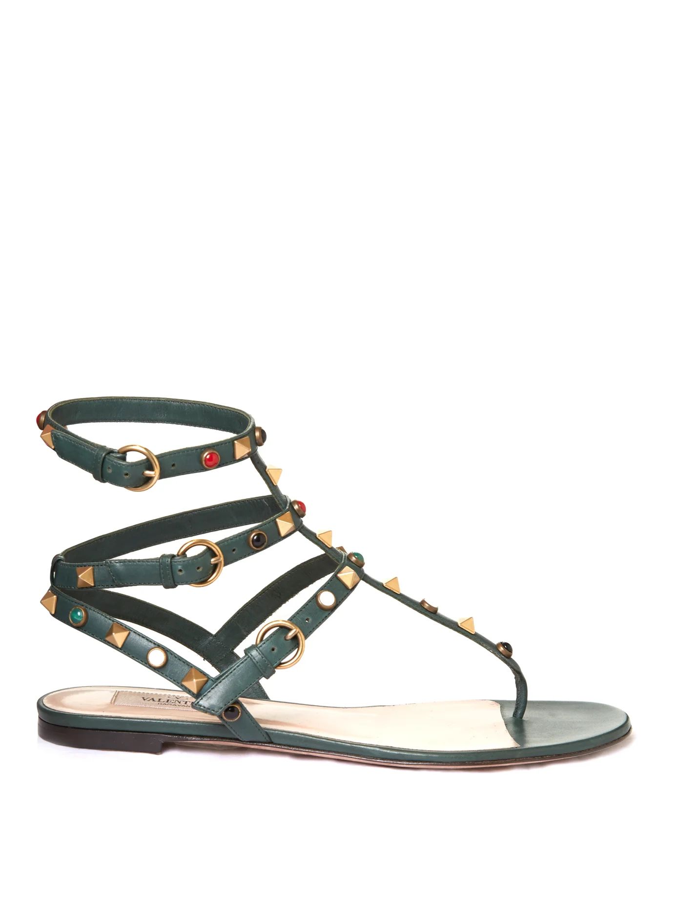Rockstud Rolling leather flat sandals | Matches (US)