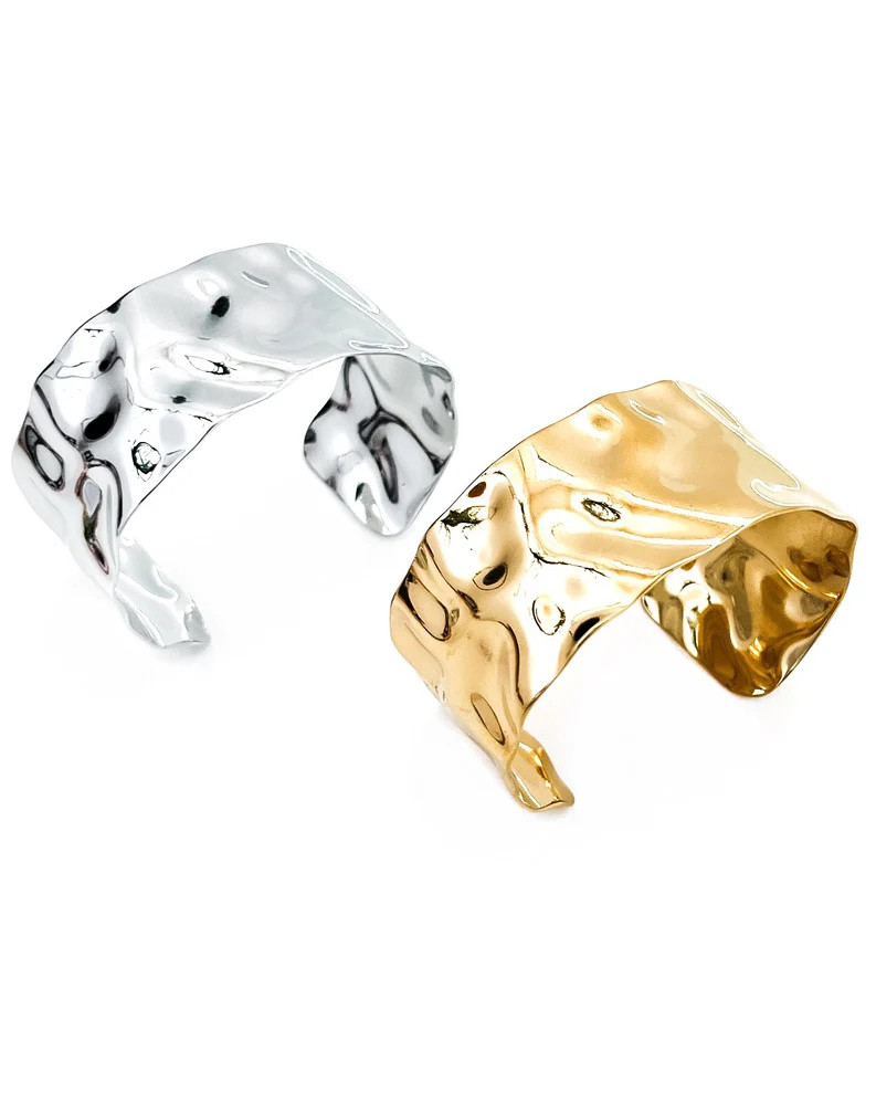 Billie Thick Textured Gold or Silver Bracelet Cuff - Beljoy Jewelry | BÉLJOY
