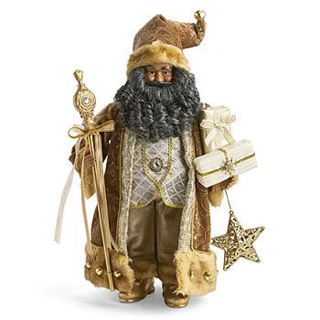 North Pole Trading Co. 18in Gold Coat African American Christmas Santa Figurine, Color: Gold - JC... | JCPenney
