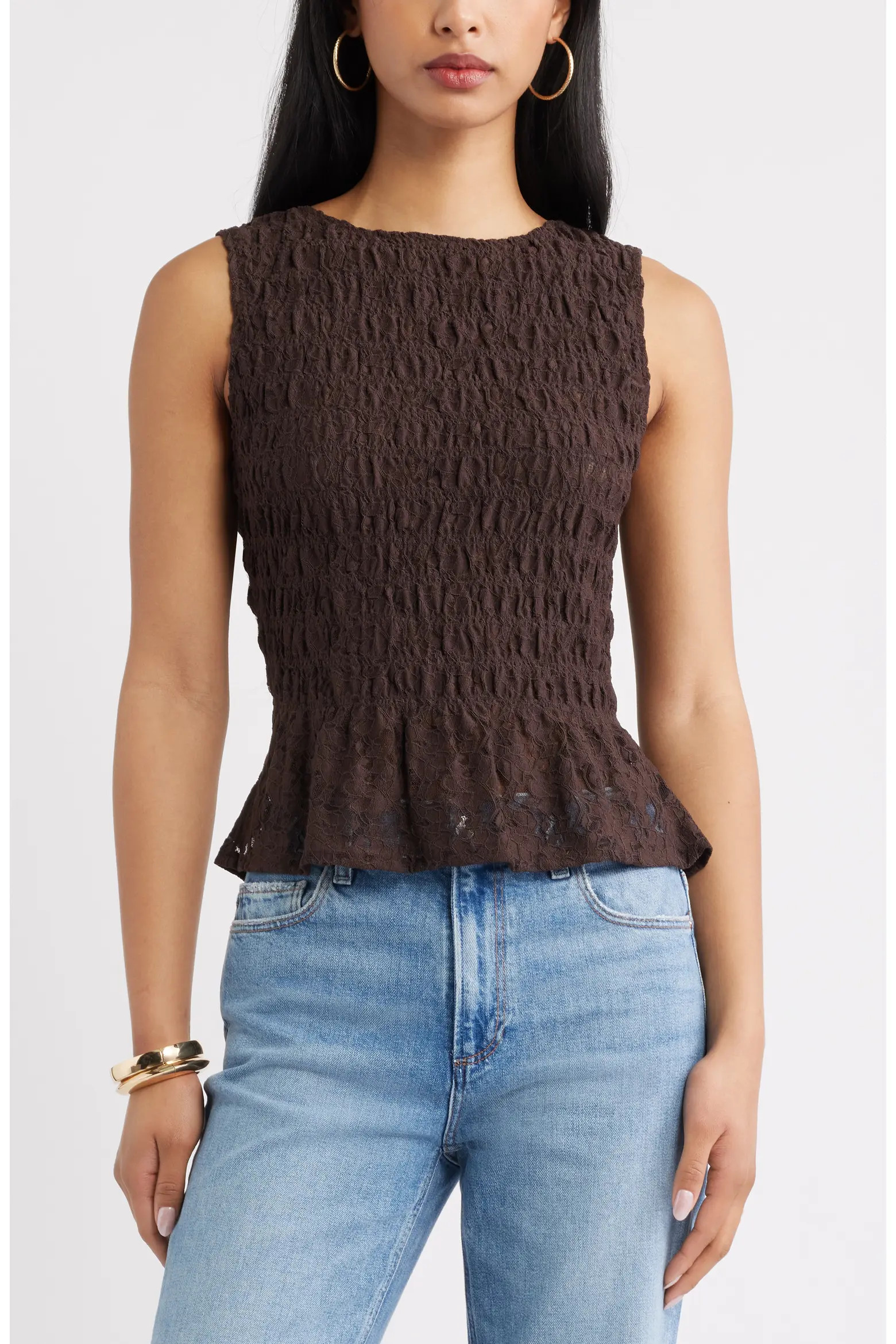 Smocked Lace Peplum Top (Women) | Nordstrom | Nordstrom
