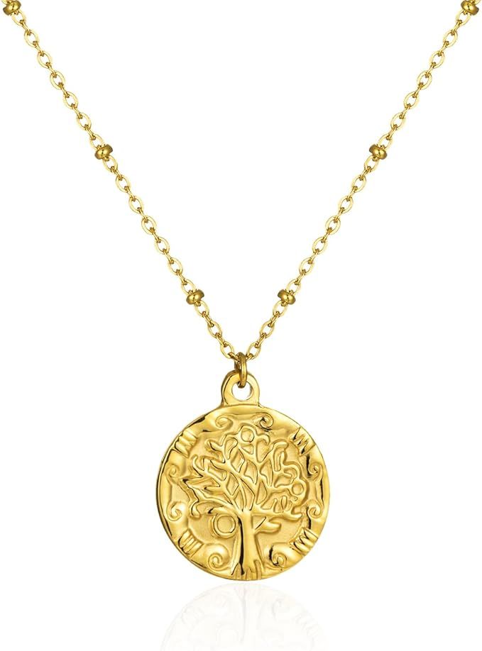 COSPERFAVER Tree of Life Gold Coin Pendant Necklace, Fashion Gold Necklace for Women, Everyday Ve... | Amazon (US)