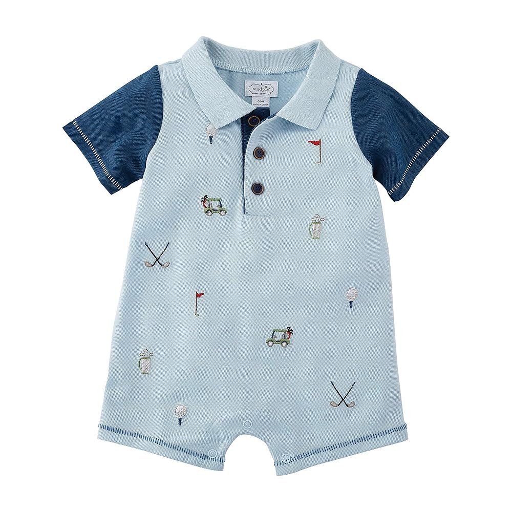 Mud Pie baby-boys Golf Pique Schiffly Romper | Amazon (US)