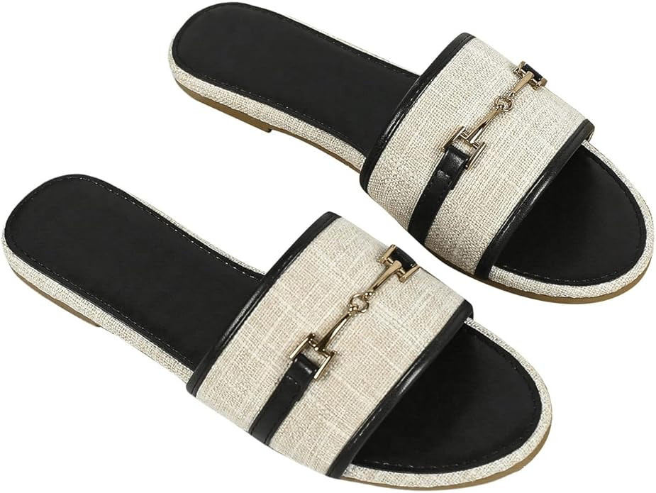 Verdusa Women's Open Toe Slides Single Band Slip On Flat Sandals Summer Shoes | Amazon (US)