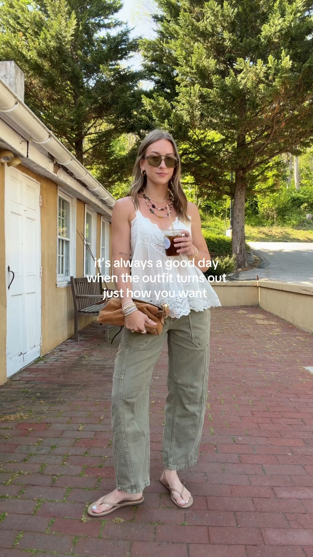 5/6/26 Casual Spring to Summer Outfit An easy outfit for that spring-to-summer transition 🤍 wearing a Free People flowy top (XS) with my green barrel jeans (linked similar), TKEES flip flops, and a J.Crew bag. Finished with my Vela sunglasses (not linkable)—everything else is linked here ✨

#LTKootd #LTKSeasonal