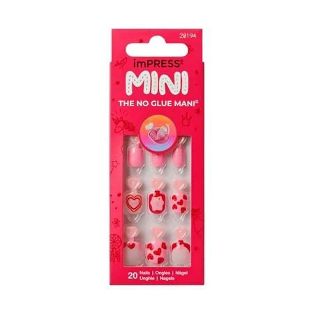 KISS imPRESS MINI Valentine’s Day Press On Nails, Magical Friend, Pink Squoval, 30 Count | Walmart (US)