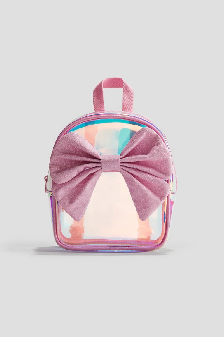 Iridescent Backpack with Appliqués - Pink/bow - Kids | H&M US | H&M (US + CA)