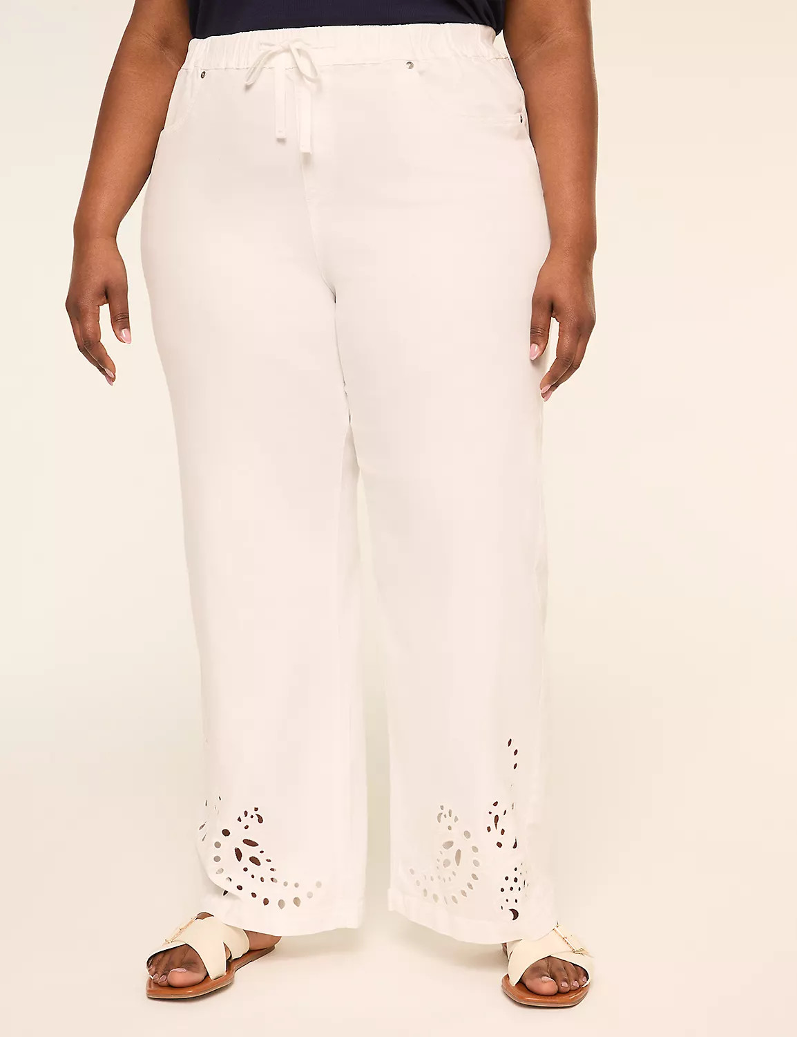 Eyelet-Hem Pull-On Relaxed Straight Jean | LaneBryant | Lane Bryant (US)