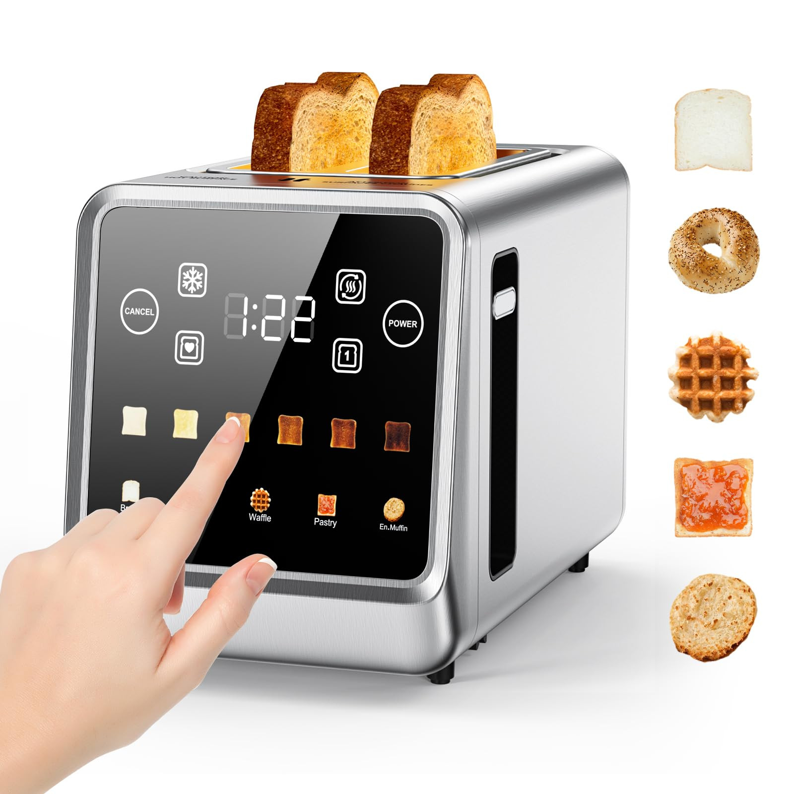 2 Slice Toaster Touch Screen with 1.5" Wide Slots & Memory Recall | 900W Fast Even Toast | LCD Di... | Amazon (US)