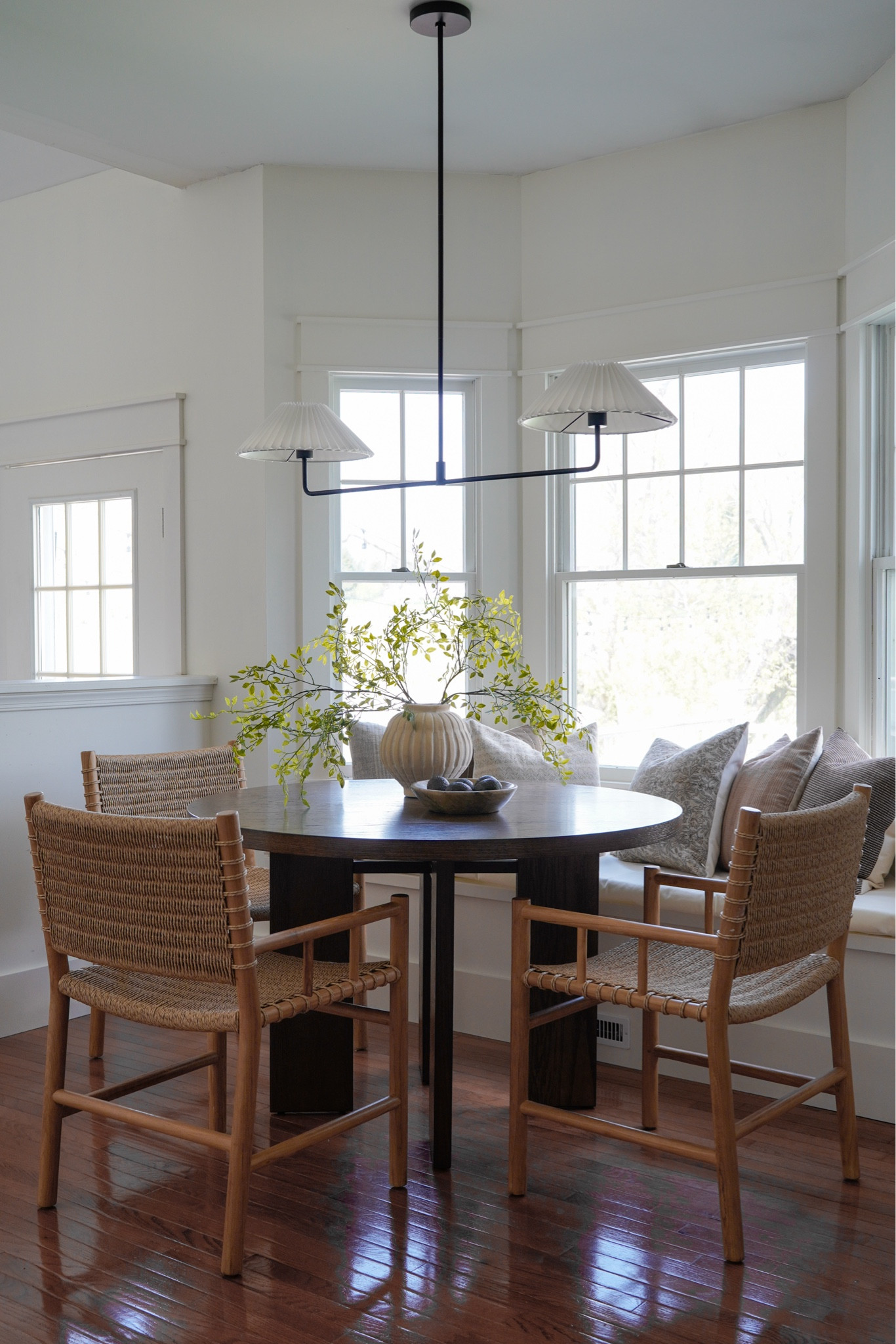 This little nook has come so far! Gathering around this table has been the highlight of our mornings. Still a few finishing touches to come, but for now, it’ll do! 

#ltkhome #kitchennook #kitcheninspo #organicmodern  #organicdecor #kitchendesign 
