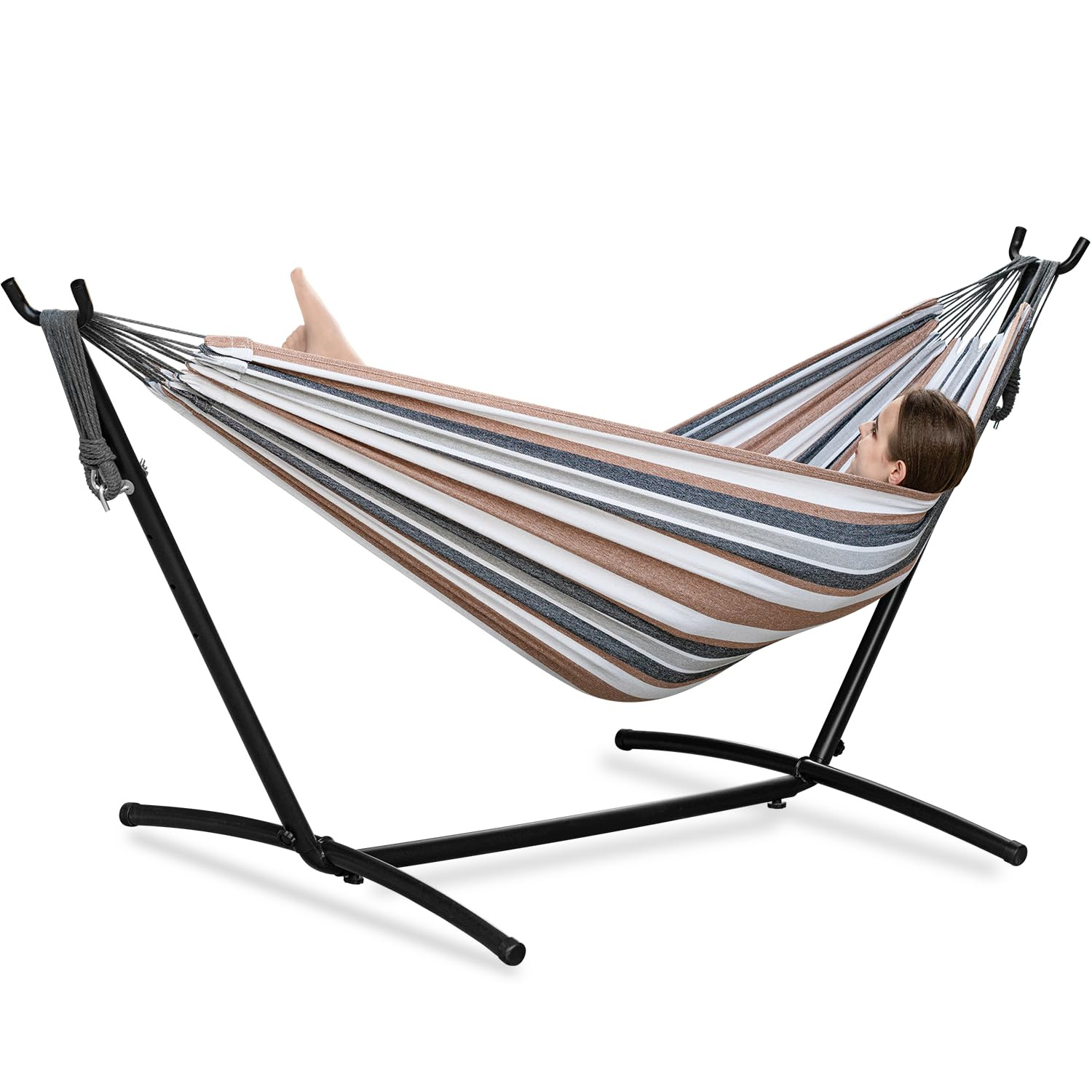 PNAEUT Double Hammocks with Stand for Outside, Portable Space Saving Heavy-Duty Steel Frame for I... | Amazon (US)