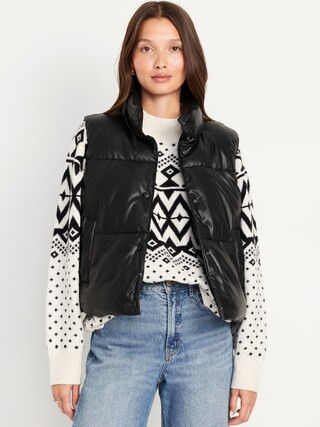 Faux-Leather Puffer Vest | Old Navy (CA)