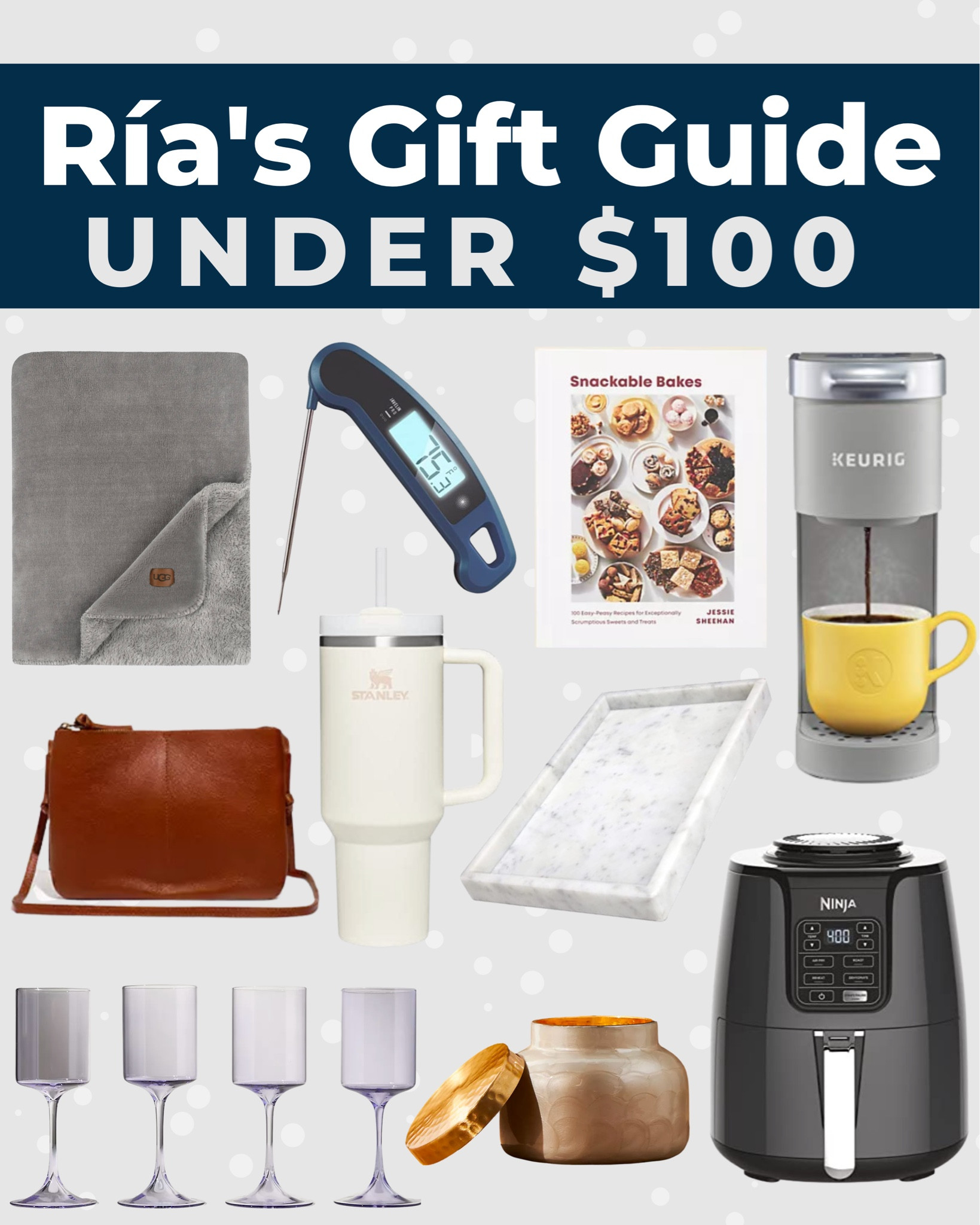 Ninja- air fryer- keurig- coffee maker- UGG- throw blanket- Stanley- water tumbler- Anthropologie- wine glasses- cook book- jar candle- candle- madewell- crossbody purse- meat thermometer- serving tray- 

#LTKHoliday #LTKSeasonal #LTKGiftGuide