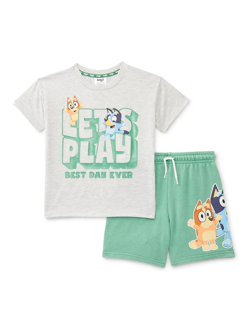 Bluey Toddler Boy Short Sleeve Graphic Tee and Matching Shorts Set, 2-Piece, Sizes 12M-5T | Walmart (US)