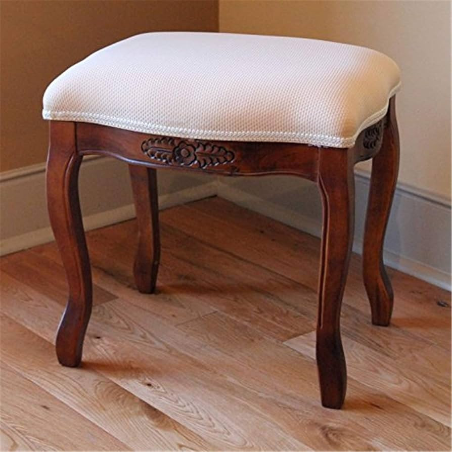 International Caravan Furniture Piece Wood Stool with Cushioned Top | Amazon (US)