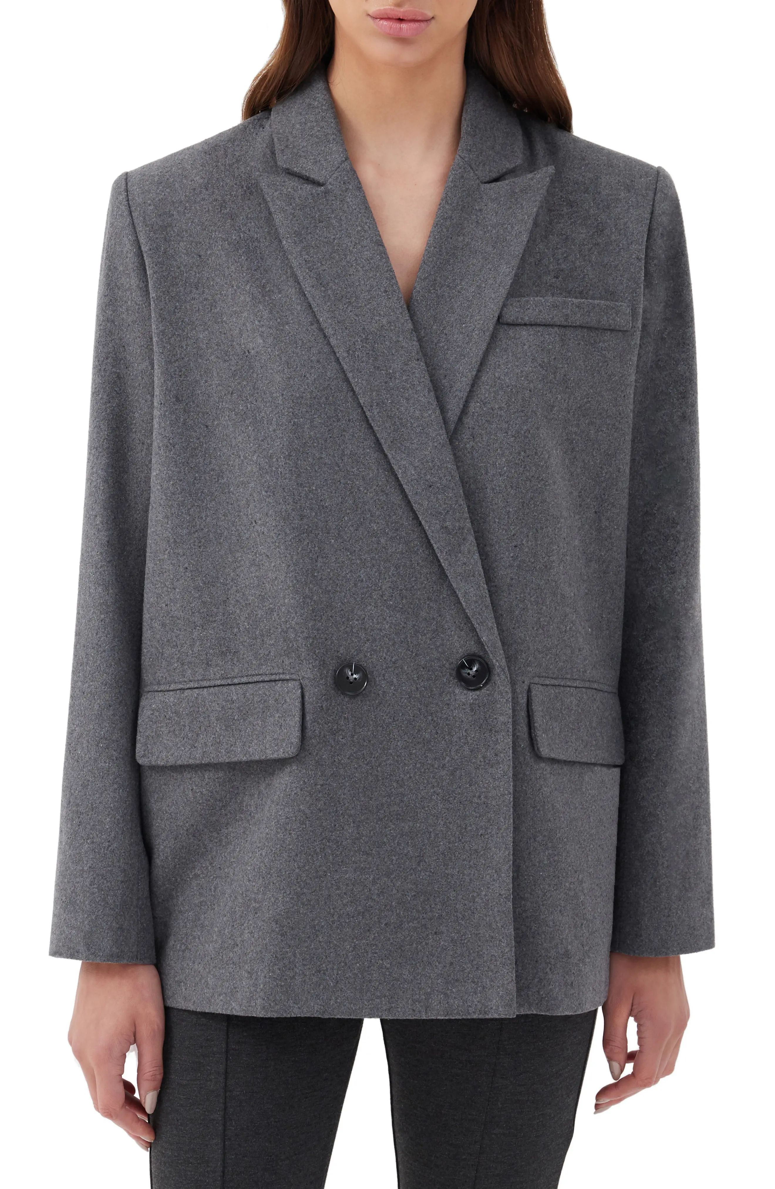 4th & Reckless Eira Oversize Double Breasted Blazer in Dark Grey at Nordstrom, Size Large | Nordstrom