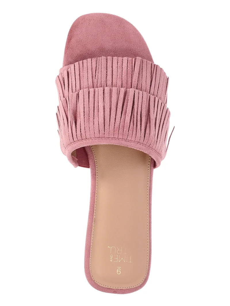 Time and Tru Women's Fringe Slide Sandals | Walmart (US)