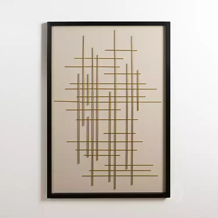 Gold Linear Metal Grid Framed Wall Plaque | Kirkland's Home
